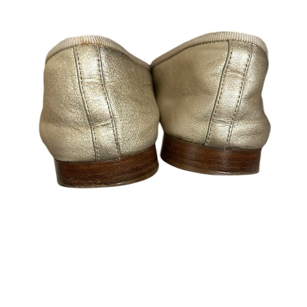 Chanel metallic golden leather CC satin cap toe ballerina ballet flats 36 - Picture 7 of 13